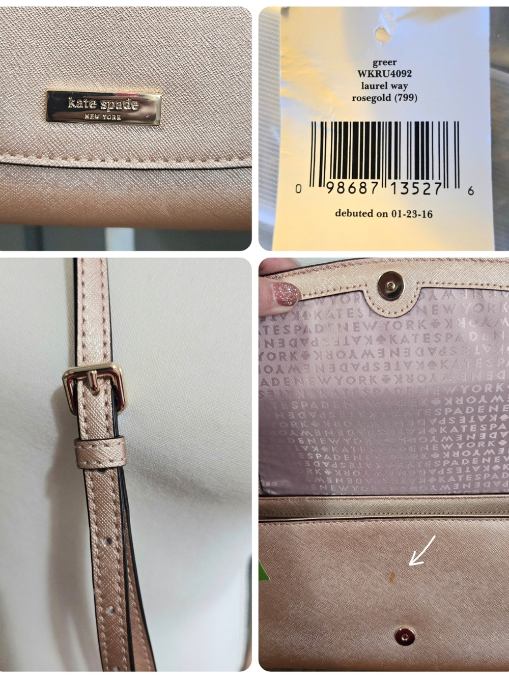 NWT Kate Spade Rosegold Convertible Crossbody And Gold Chain Shoulder Bag - Picture 3 of 4